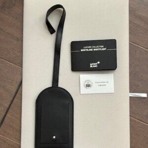 Auth. Montblanc Nightflight Leather Luggage Tag Made in Italy